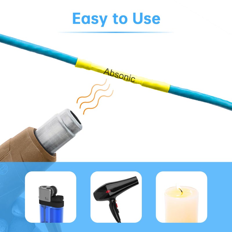 Absonic 3-Pack Compatible Heat Shrink Label Tape Replacement for Heat Shrink Tube HSe-611 HS611 HSe611 5.8mm Black on Yellow Tape for PTouch PT-E300 PT-E500 PT-E550W P750WVP E800W Label Maker - Image 5